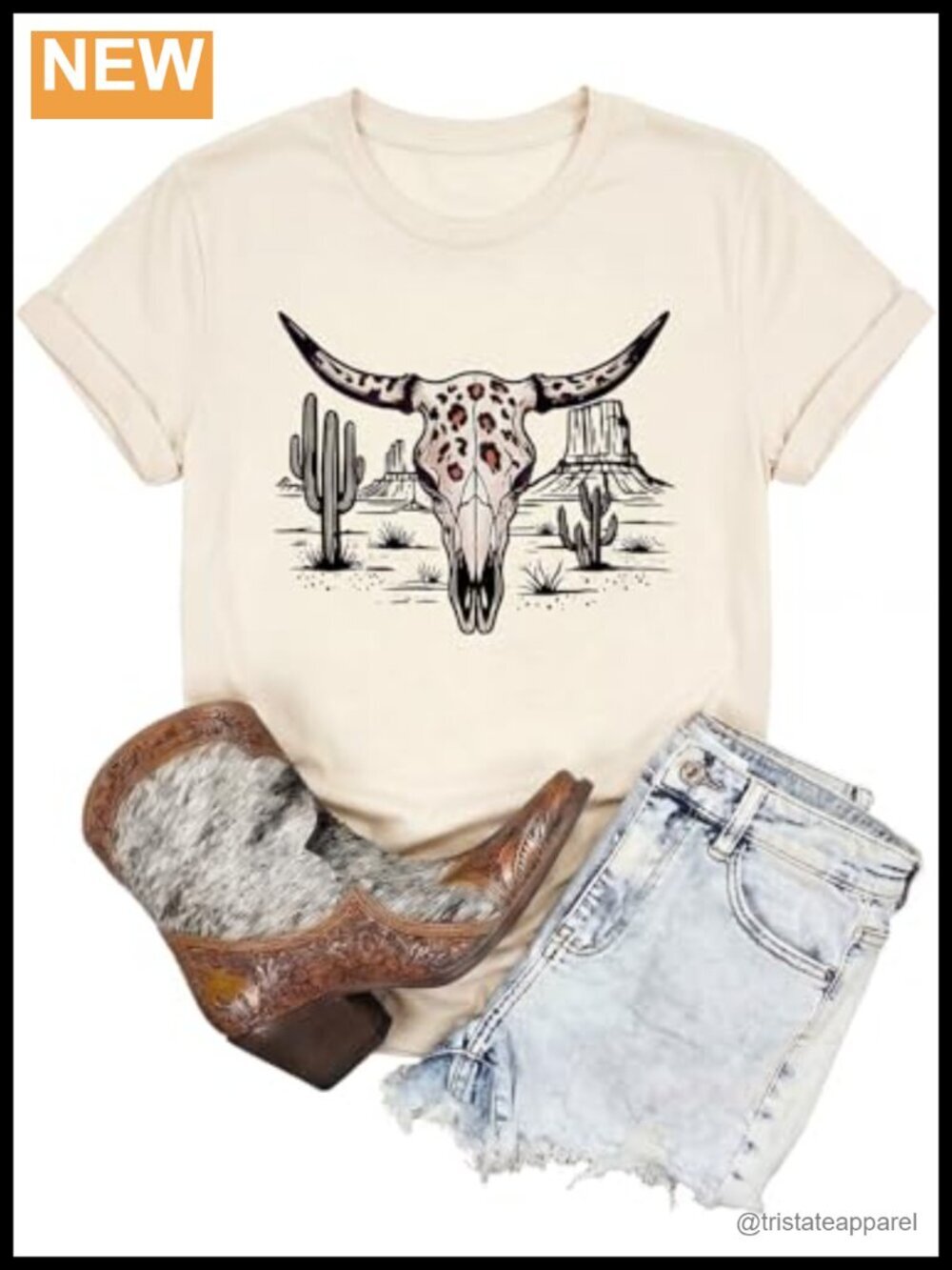 Western Cow Skull Rodeo Cowboy Boots Graphic Tee Cowgirl Shirt Country Music